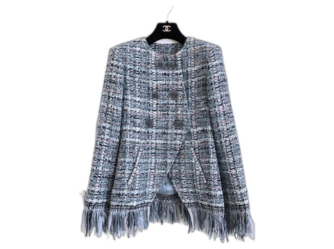 Chanel 11K$ NEW Cosmopolite Jacket Blue Tweed  ref.330960