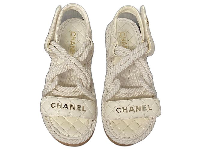 Chanel dad sandali Bianco Pelle Corda