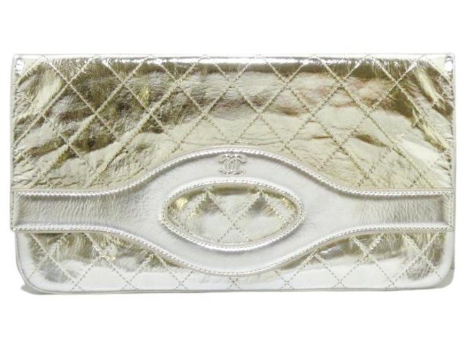 Chanel Matrasse Silvery Leather  ref.331216