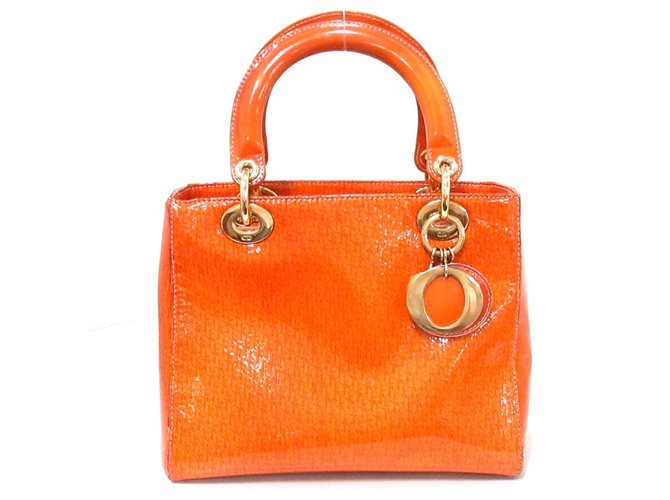 Dior Lady Dior Medium Orange Leather  ref.331295