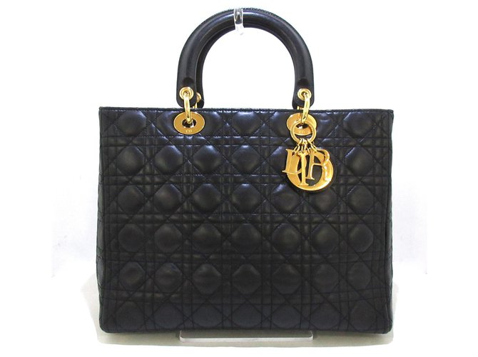 Dior Lady Dior Black Leather  ref.331601