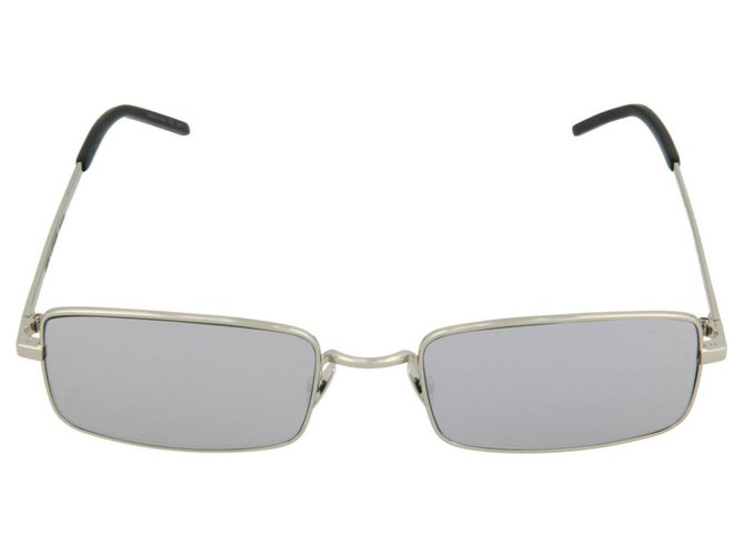 Saint Laurent Acetat-Sonnenbrille mit eckigem Rahmen Silber Metallisch  ref.331996