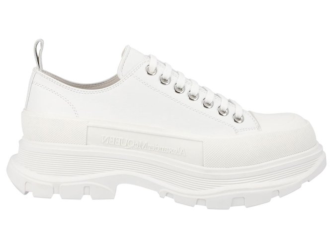 Alexander Mcqueen Chaussures à lacets lisses Toile Blanc  ref.332048