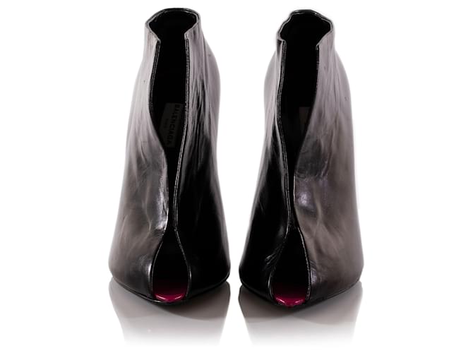 Balenciaga Black Leather Split Vamp Open Toe Booties  ref.332136