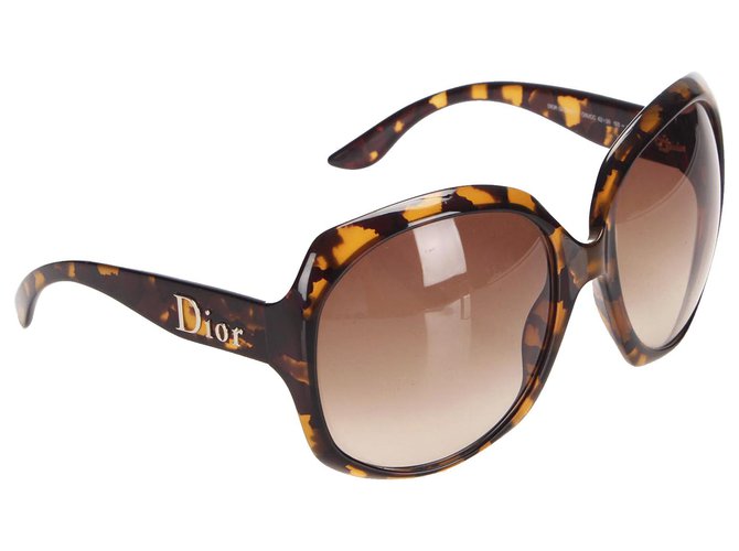 Dior Brown Glossy 1 Square Tinted Sunglasses Yellow Plastic  ref.332416