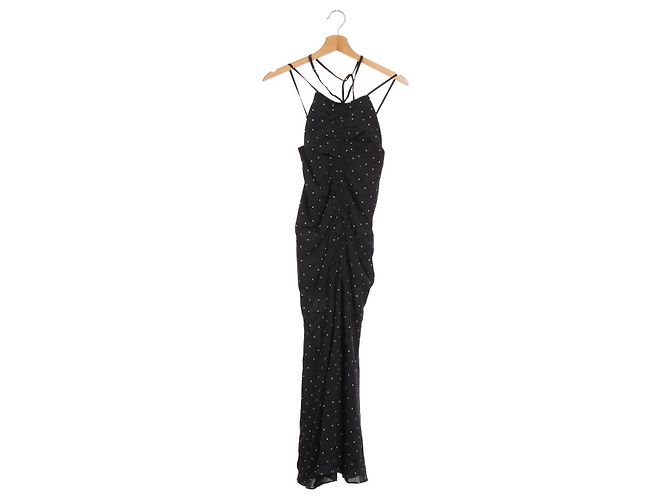 Autre Marque Abito lungo nero a pois Alice McCall