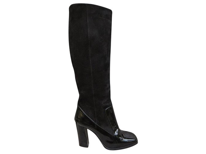 Max Mara p boots 38,5 Black Patent leather Deerskin  ref.332789