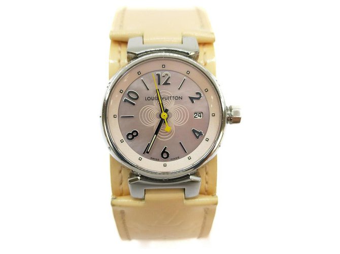 Louis Vuitton - Louis Vuitton Tambour Q1216 Beige Pink Leather