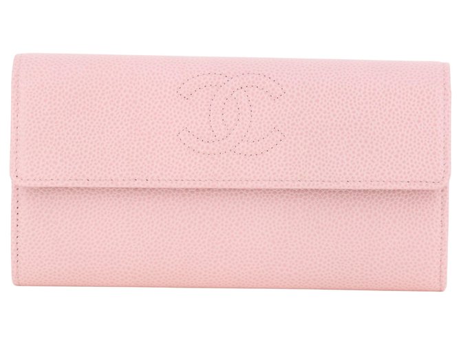 Portefeuille Chanel Cuir Rose  ref.333157