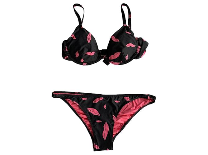 Diane Von Furstenberg Swimwear Black Pink Nylon Lycra  ref.333187