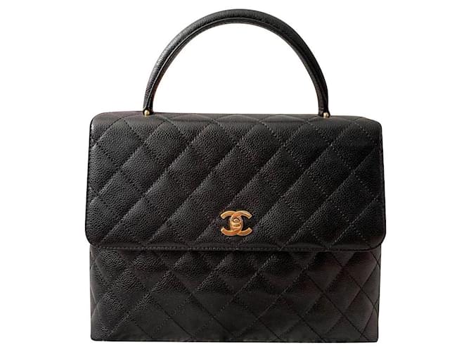 Vintage Chanel black coco handle bag Leather  ref.333246