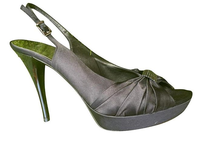 Russell & Bromley Sling back peep toes from black satin