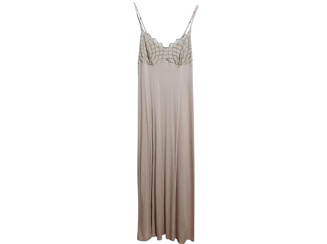 Vestido Louis Féraud beige de seda y modal