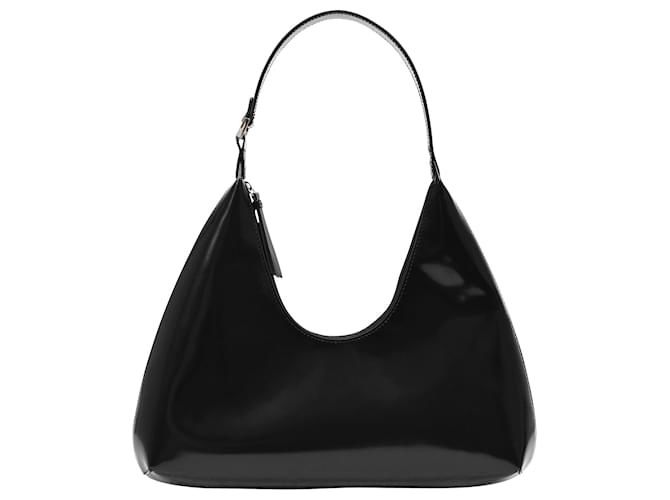 BY FAR Women's Amber Semi Patent Shoulder Bag - Black