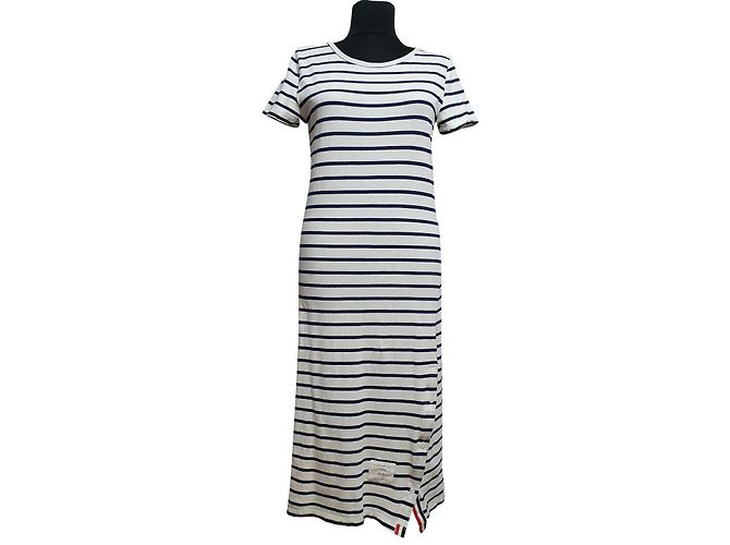 Vestido de algodón a rayas Thom Browne Multicolor