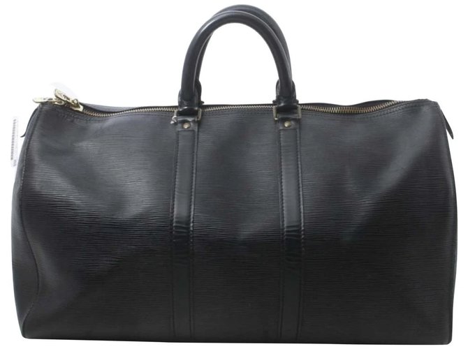 Louis Vuitton Black Epi Leather Noir Keepall 45 duffle bag 26LV713  ref.333415