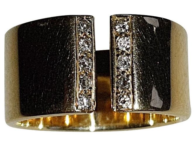 Autre Marque Offener Ring aus Gelbgold und Diamanten Golden