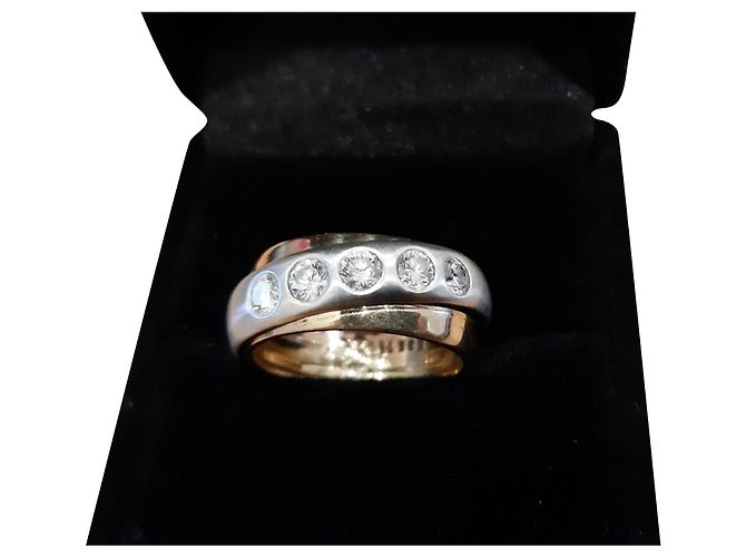 Autre Marque Dreifarbiger Diamantring in Roségold
