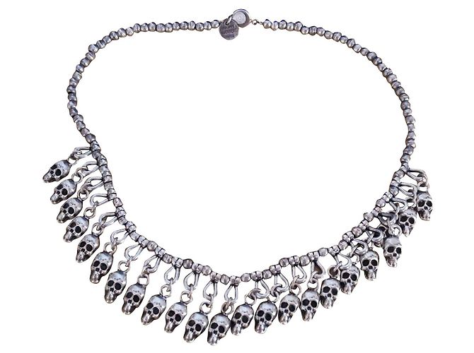Collana Philippe Audibert con ciondoli a forma di teschio argento