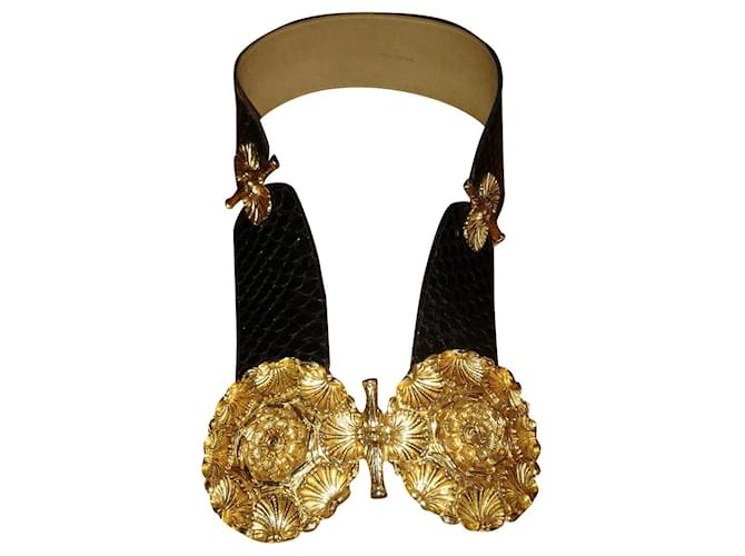 Autre Marque Victor Essenow Paris Python Ledergürtel Schwarz 