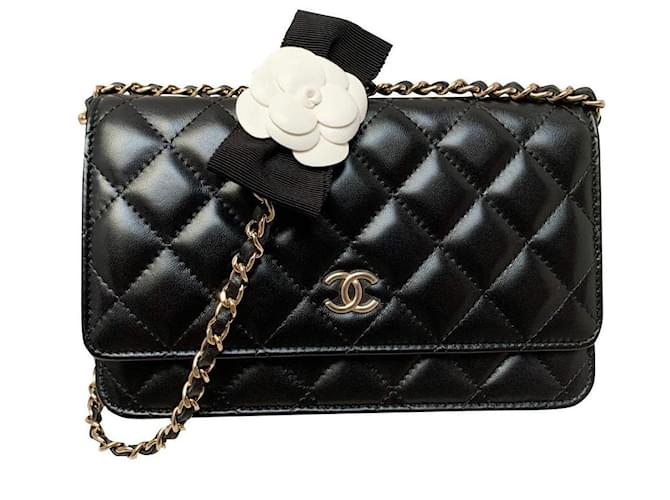 Wallet On Chain Chanel New Crossbody Bag Black Leather  ref.333514
