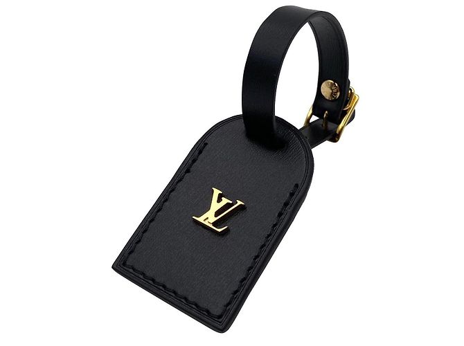 Louis Vuitton luggage tag pelle nera Nero D'oro