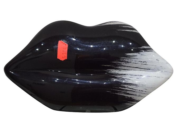 Lulu Guinness clutch bocca Nero Bianco