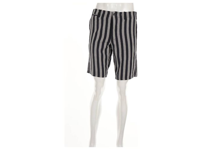 Rag & Bone Gestreifte Baumwollshorts Grau Blau