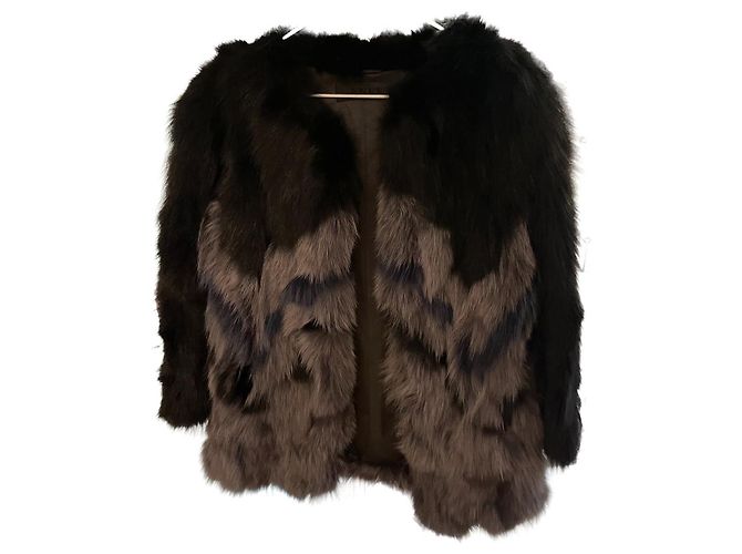 Giacca di pelliccia di volpe Enes Nero Grigio Blu navy M