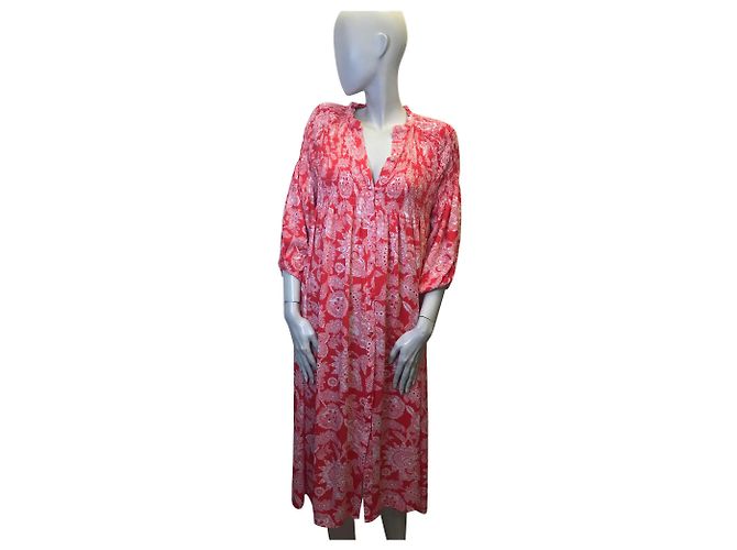 Aridza Bross Mittellanges Kleid Weiß Rot