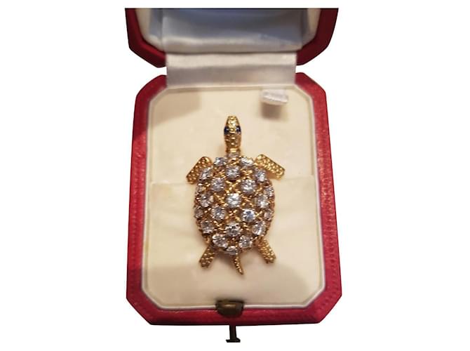 Um diamante, safira, platina e 18Broche de ouro K da Cartier. Branco Dourado  ref.333608