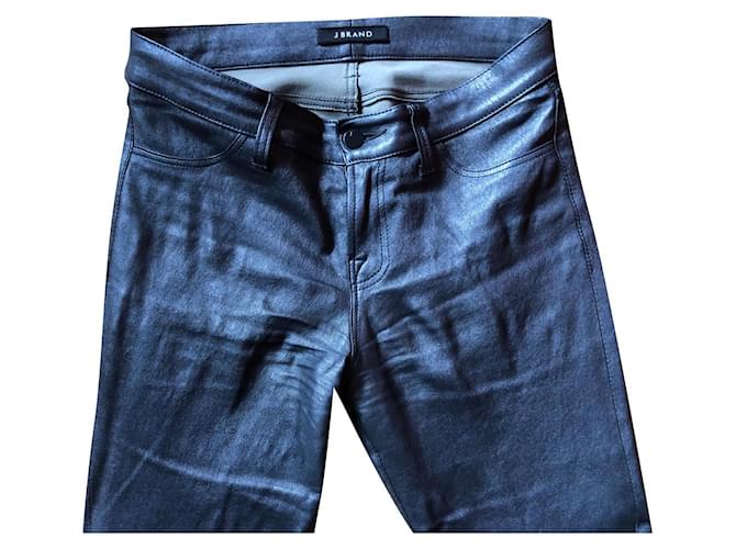J Brand -Nicola-Moto style-Lambskin Leather Pants size 26 Metallic  ref.333625