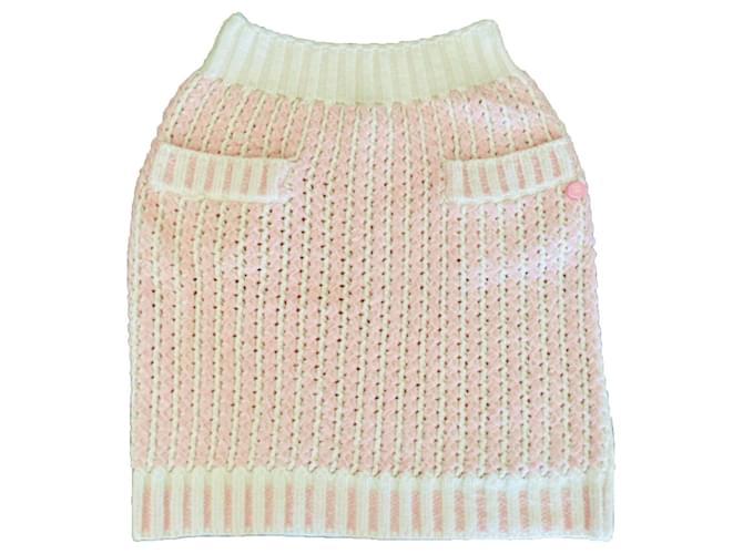 Chanel skirt Pink White Cotton  ref.333845