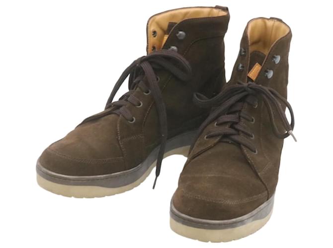 LOUIS VUITTON Boots Daim Chaussures Marron LV Auth 23091 Suede  ref.333989