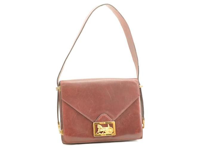 Céline CELINE Leder Carriage Umhängetasche Rot Auth rd205  ref.334067