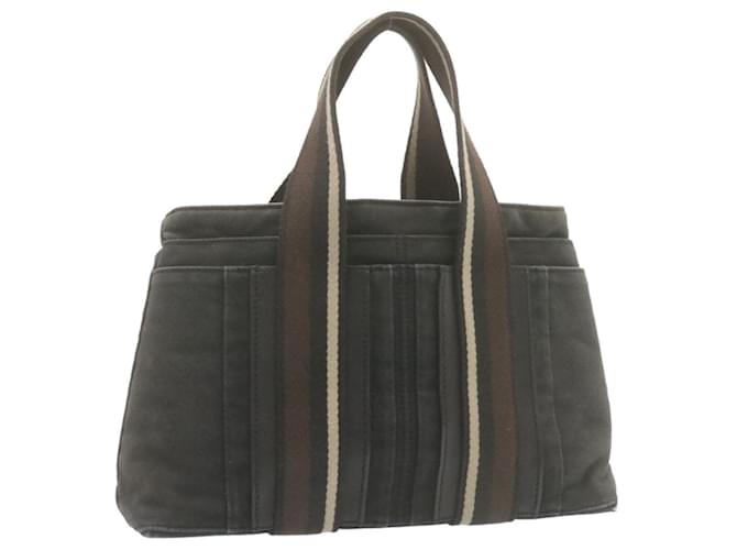 Hermès HERMES Toroca Bolsa de mão PM horizontal em lona preta Auth yt386 Preto Algodão  ref.334189