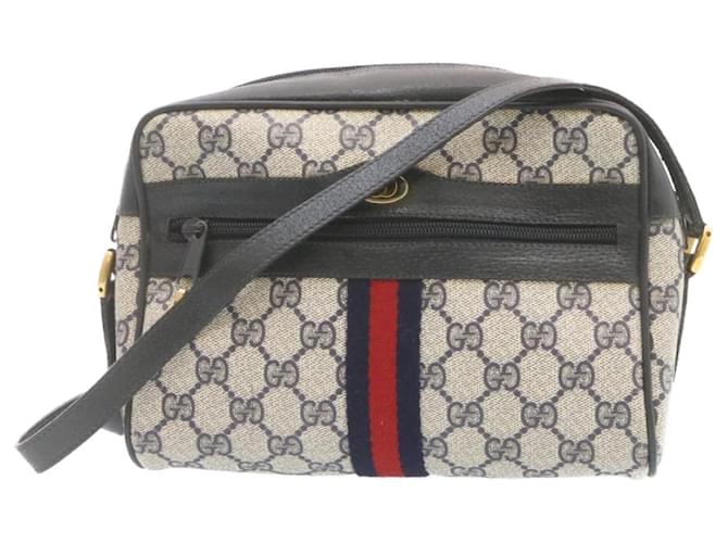 Gucci: Vintage Blue Canvas Red Stripe GG Purse Cross Body Bag