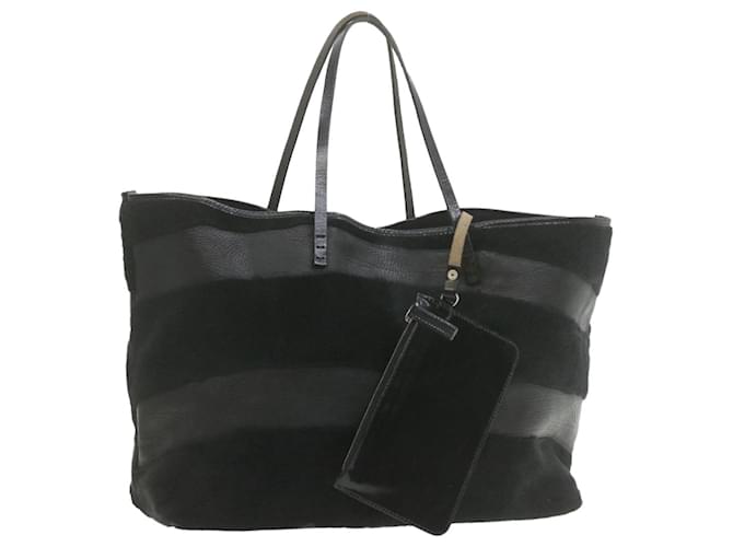 Sac cabas en cuir de veau à naître FENDI Noir Auth ar4008  ref.334665