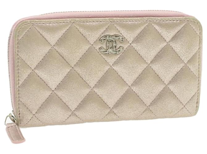 CHANEL Matelasse Long Wallet Pink Leather CC Auth ar2848 Golden  ref.334857