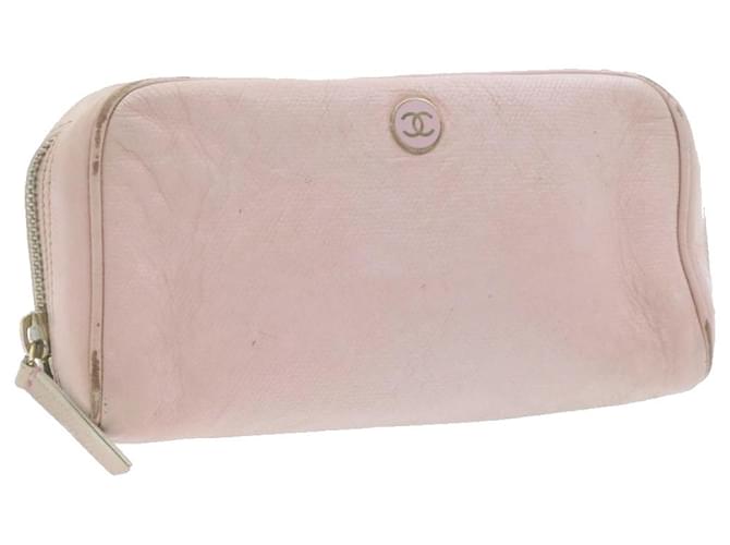 CHANEL Coco Button Pouch Pink Leather CC Auth yk1354  ref.335035