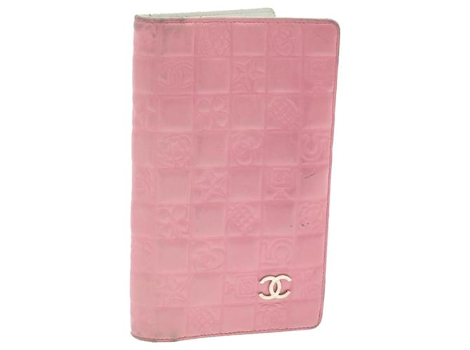CHANEL Icon Line Long Wallet Pink Leather CC Auth th747 Brown  ref.335261