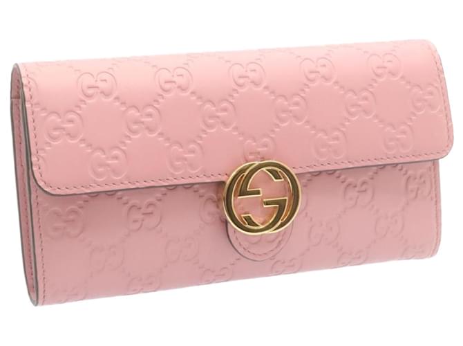 GUCCI Inter Locking Gucccissima Leather Long Wallet Pink 369663 auth 22526  ref.335516 - Joli Closet