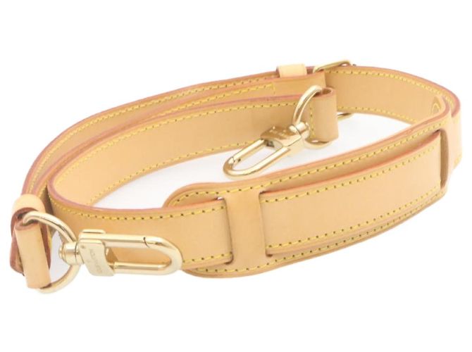 LOUIS VUITTON Leather Adjastable Shoulder Strap for Keepall 91-109cm Auth ki833 Beige