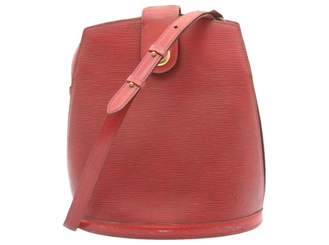 Authentic LOUIS VUITTON Cluny Red Epi Leather Shoulder Bag Purse