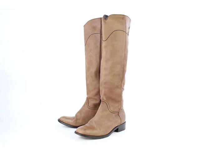 Chanel Brown Clair Nubuck Knee High Boots Leather  ref.336775