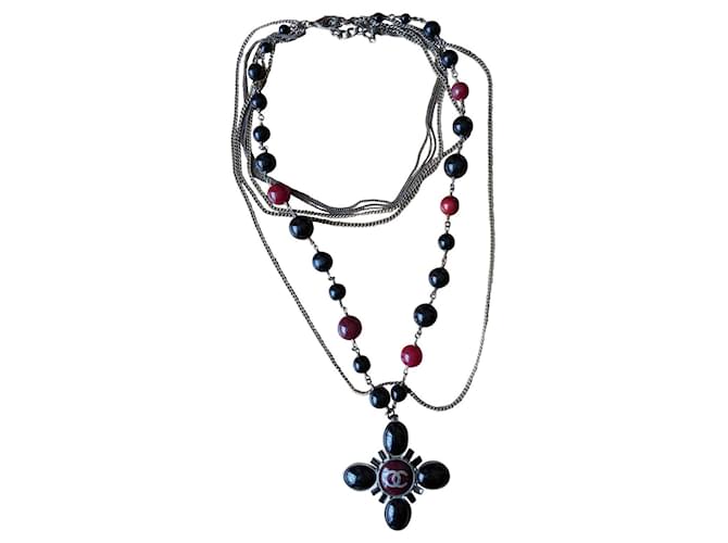 Chanel Gripoix 07Una collana con catena a più fili di perline Multicolore Metallo  ref.337201