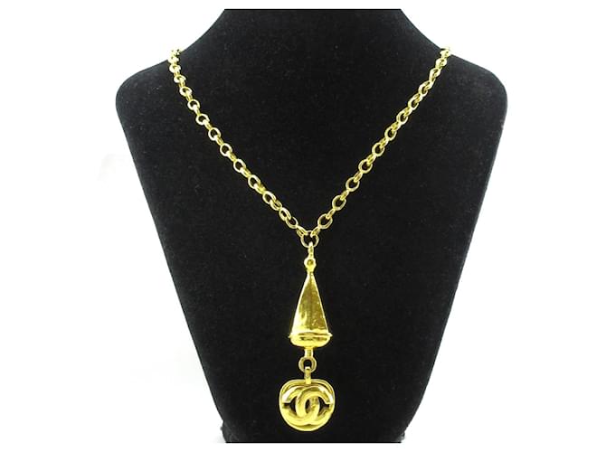 Colar Chanel Dourado Metal  ref.337396