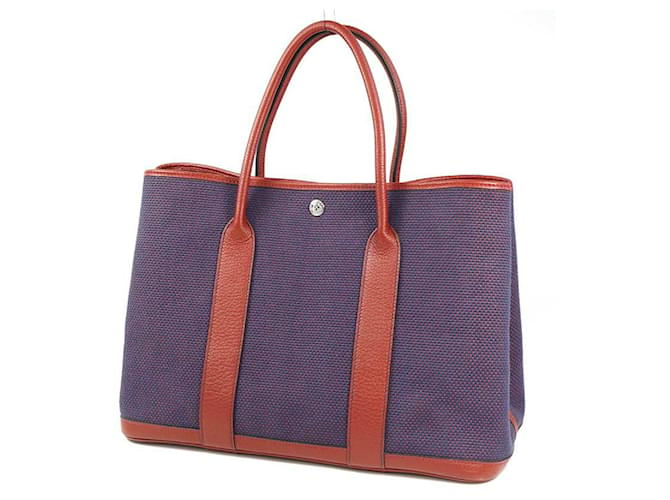 Hermès HERMES Garden Party PM Womens tote bag Bordeaux x Navy Navy blue Leather Cloth  ref.337483