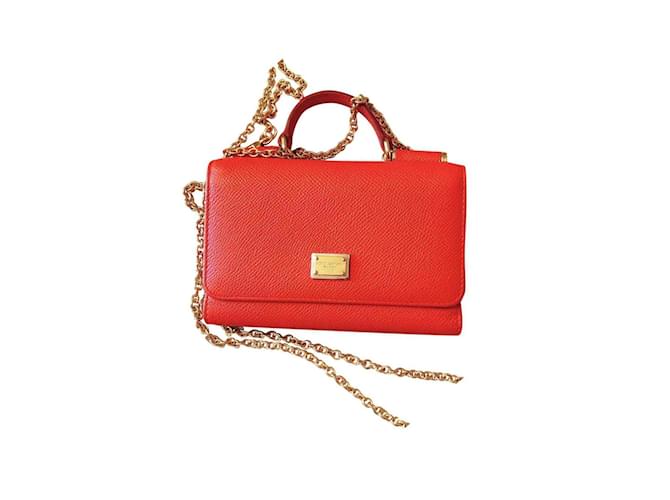 Dolce & Gabbana Miss Sicily Wallet on Chain Red Leather  ref.337490