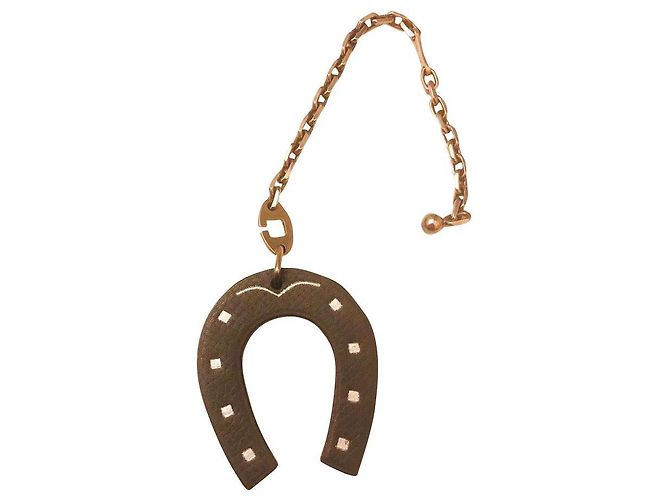 Charm Hermès Ferro di cavallo in pelle nero 